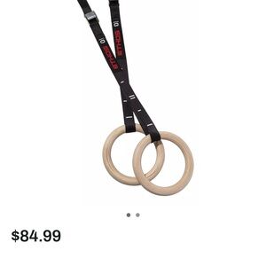 Ethos Wooden Gymnastic Rings with Black Straps